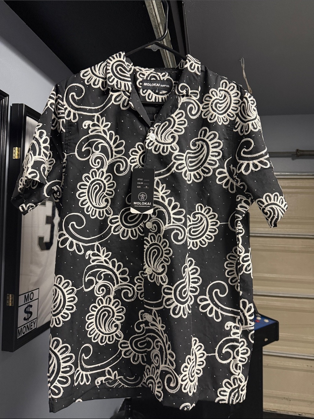 Lokai Black & White Floral Paisley Short Sleeve Button-Up Shirt